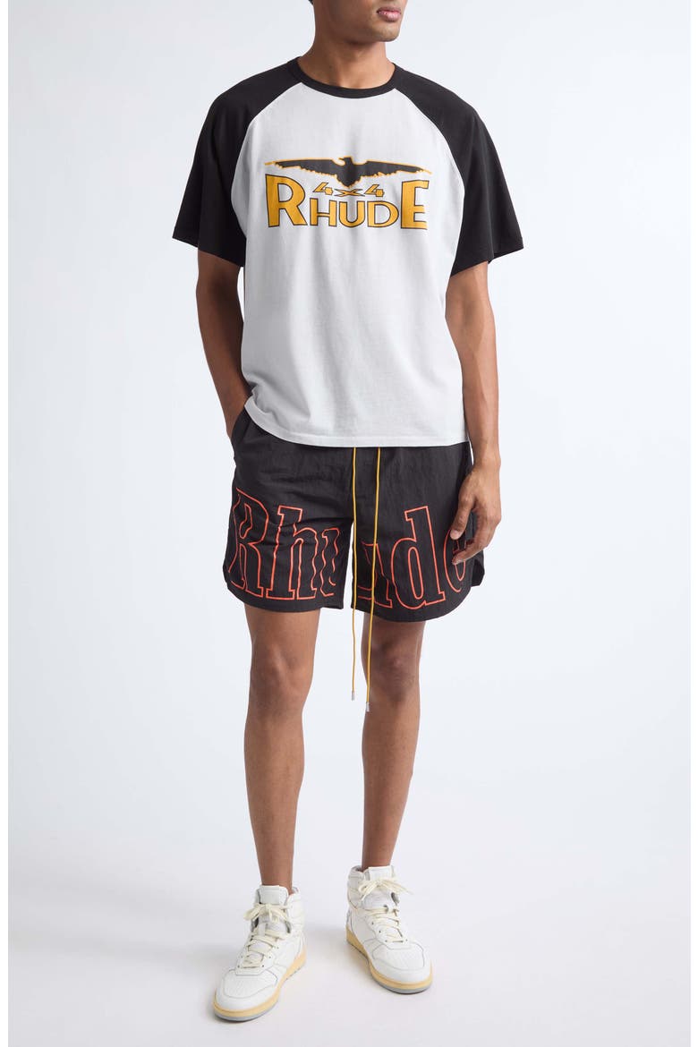 Logo Track Shorts, Alternate, color, BLACK/ ORANGE