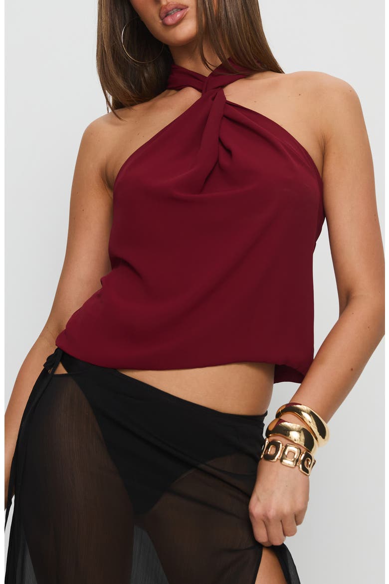 Adalynne Twist Neck Top, Main, color, RED