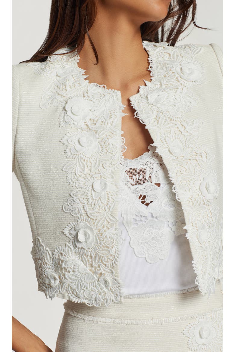 Nicco Lace Combo Tweed Jacket, Alternate, color, Cream