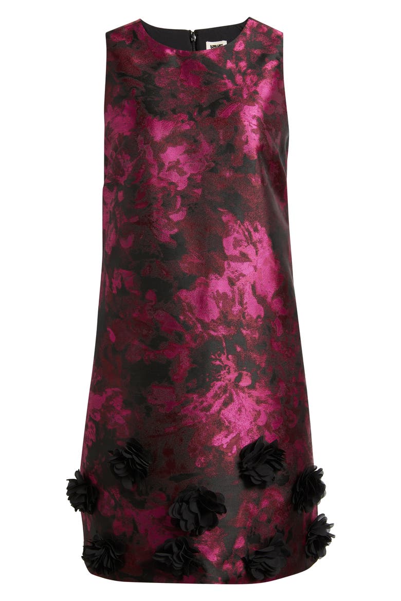 Rosette Jacquard Shift Dress, Alternate, color, DARK CERISE MULTI