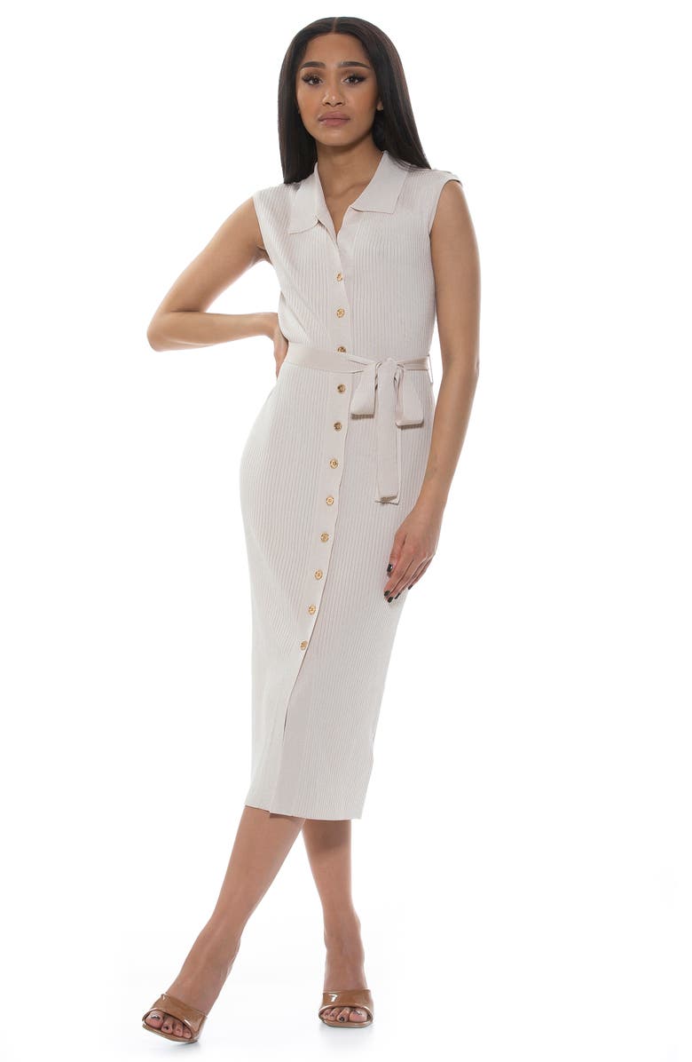 Alexia Admor Alia Rib Midi Dress, Alternate, color, Ivory