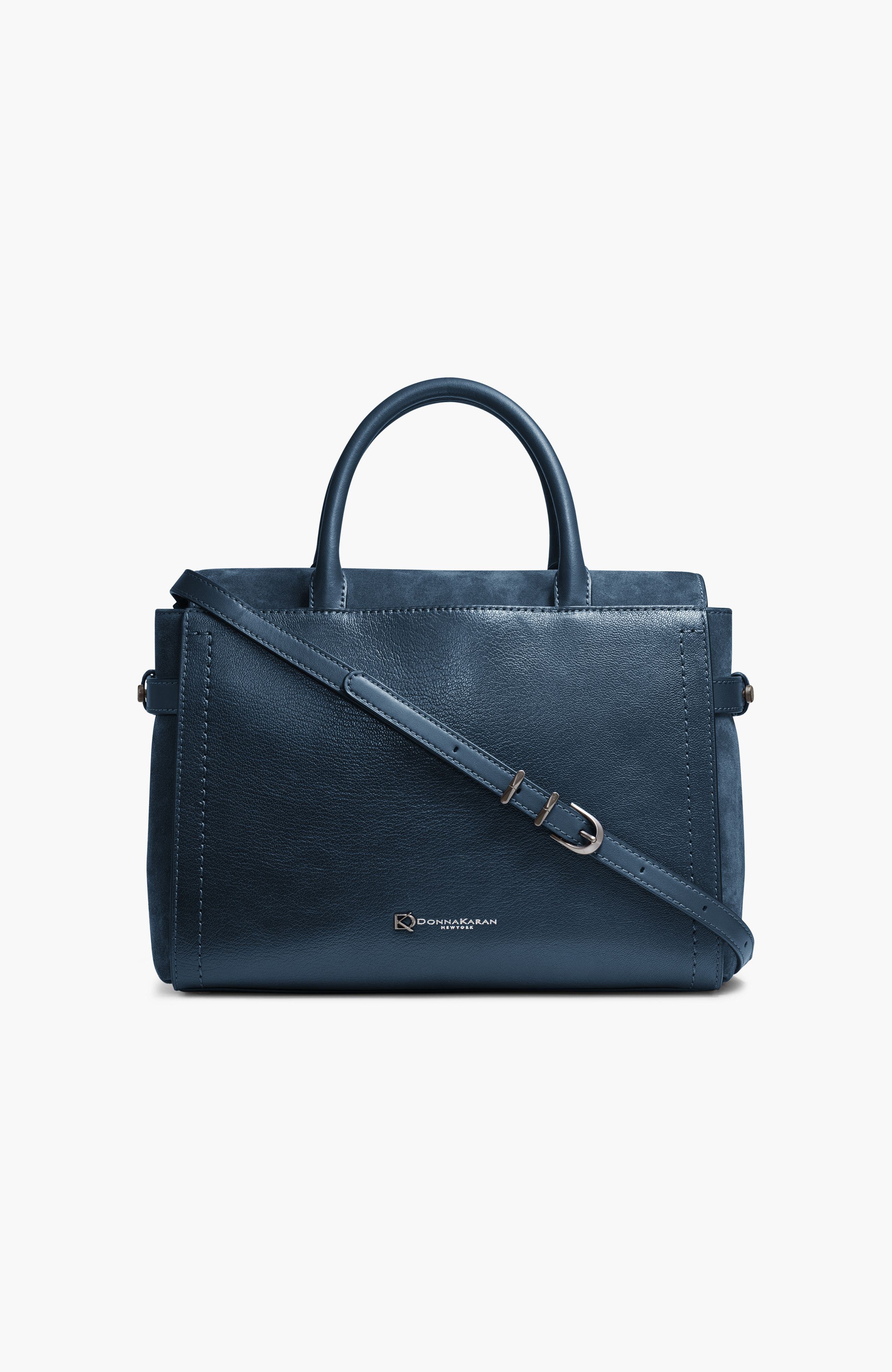 Donna Karan New York Roslyn Solid+Suede Satchel, Main, color, 