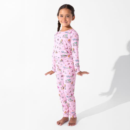 Bellabu Bear Kids' Mermaid Lagoon Set Of 2 Piece Pajamas In Pink