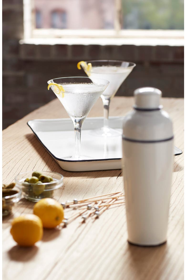 Enamel Cocktail Shaker, Alternate, color, WHITE