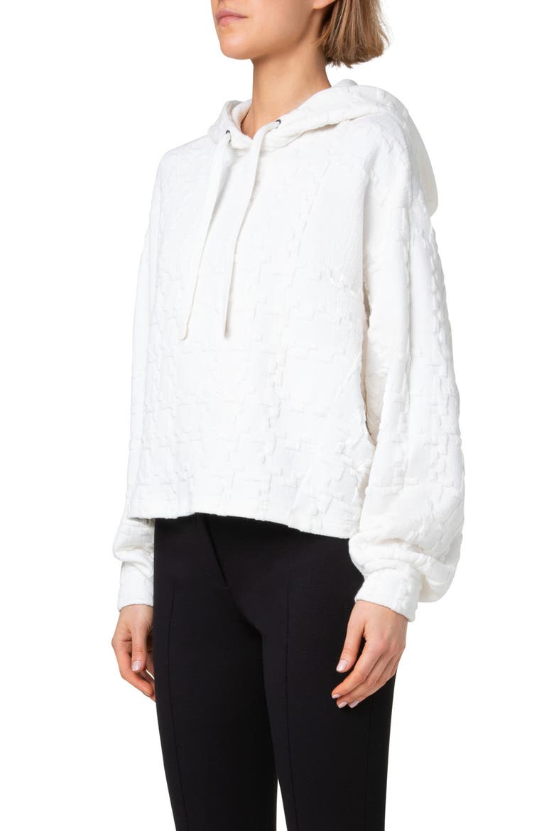 3D Glen Check Hooded Sweater, Alternate, color, CREAM