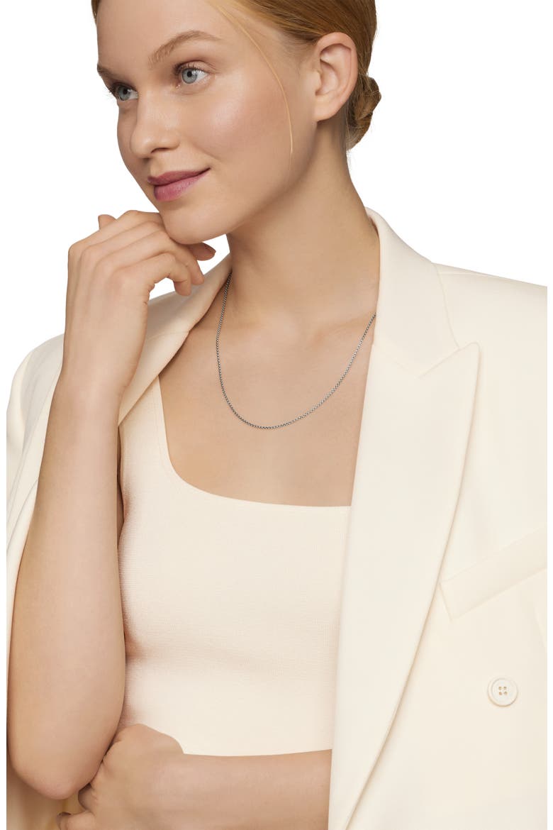 Box Chain Necklace in Sterling Silver with 14K Yellow Gold Accent, 1.7mm, Alternate, color, SILVER