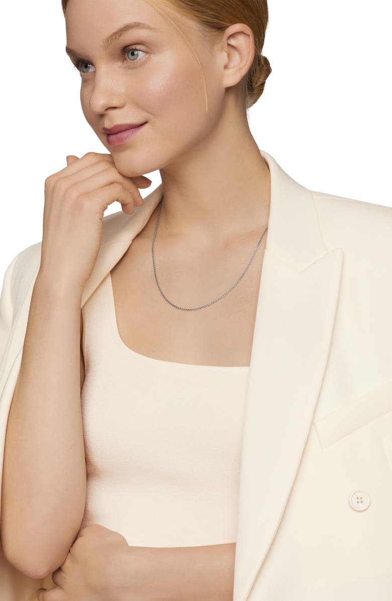 Box Chain Necklace in Sterling Silver with 14K Yellow Gold Accent, 1.7mm