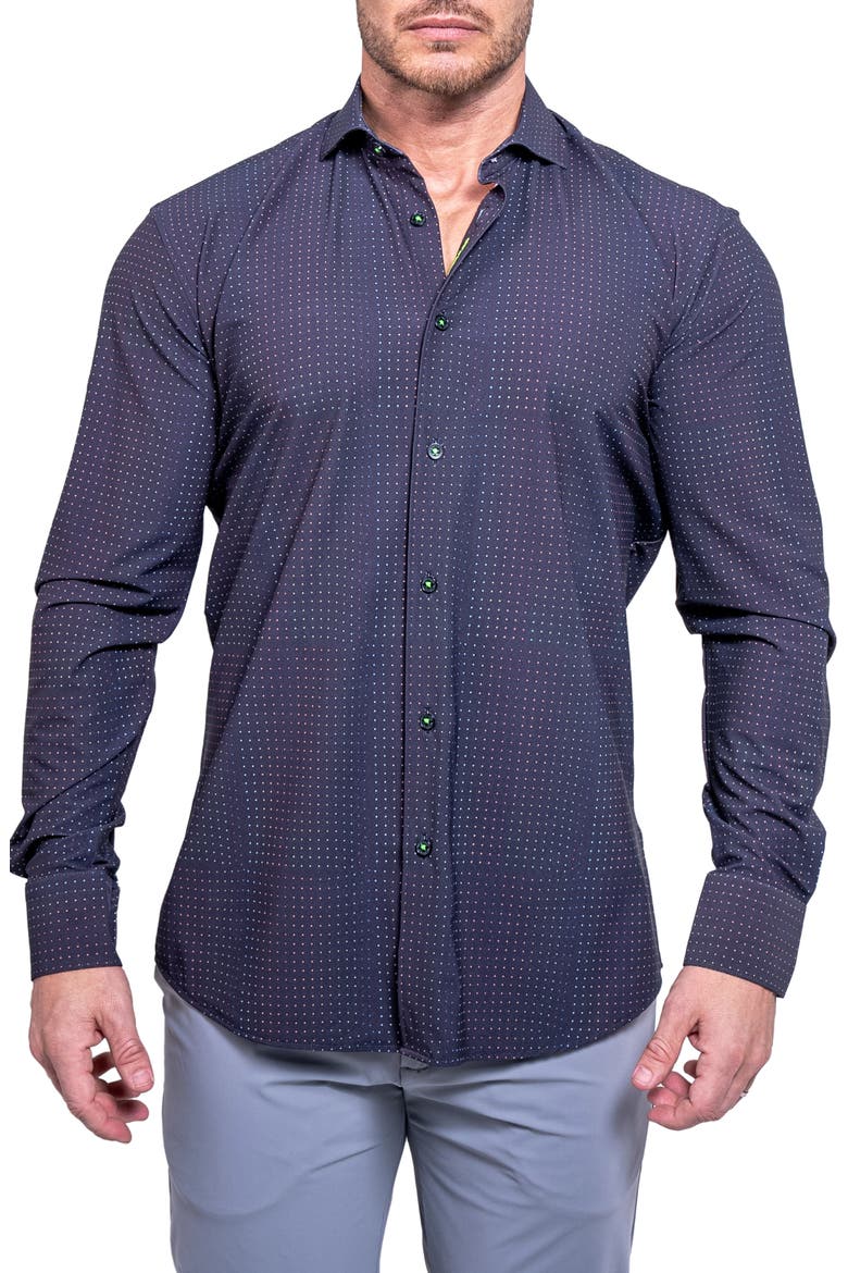 Einstein Print Cotton Button-Up Shirt, Main, color, BLACK