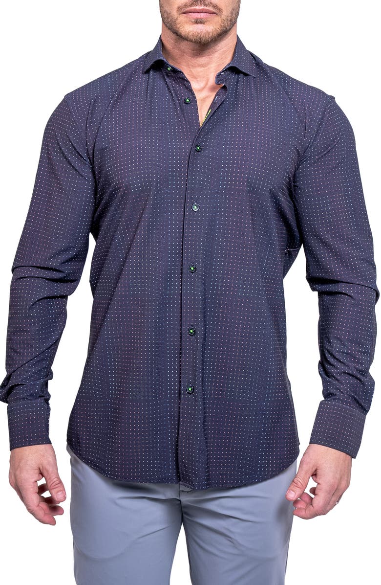 Maceoo Einstein Print Cotton Button-Up Shirt, Main, color, Black