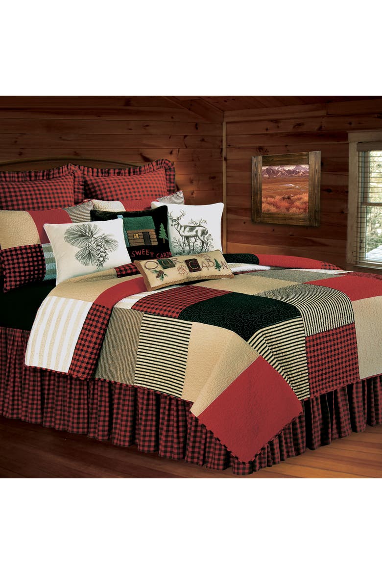20" x 26" Boulder Ridge Rustic Lodge Cotton Patchwork Cotton Standard Sham - Machine Washable, Alternate, color, Red