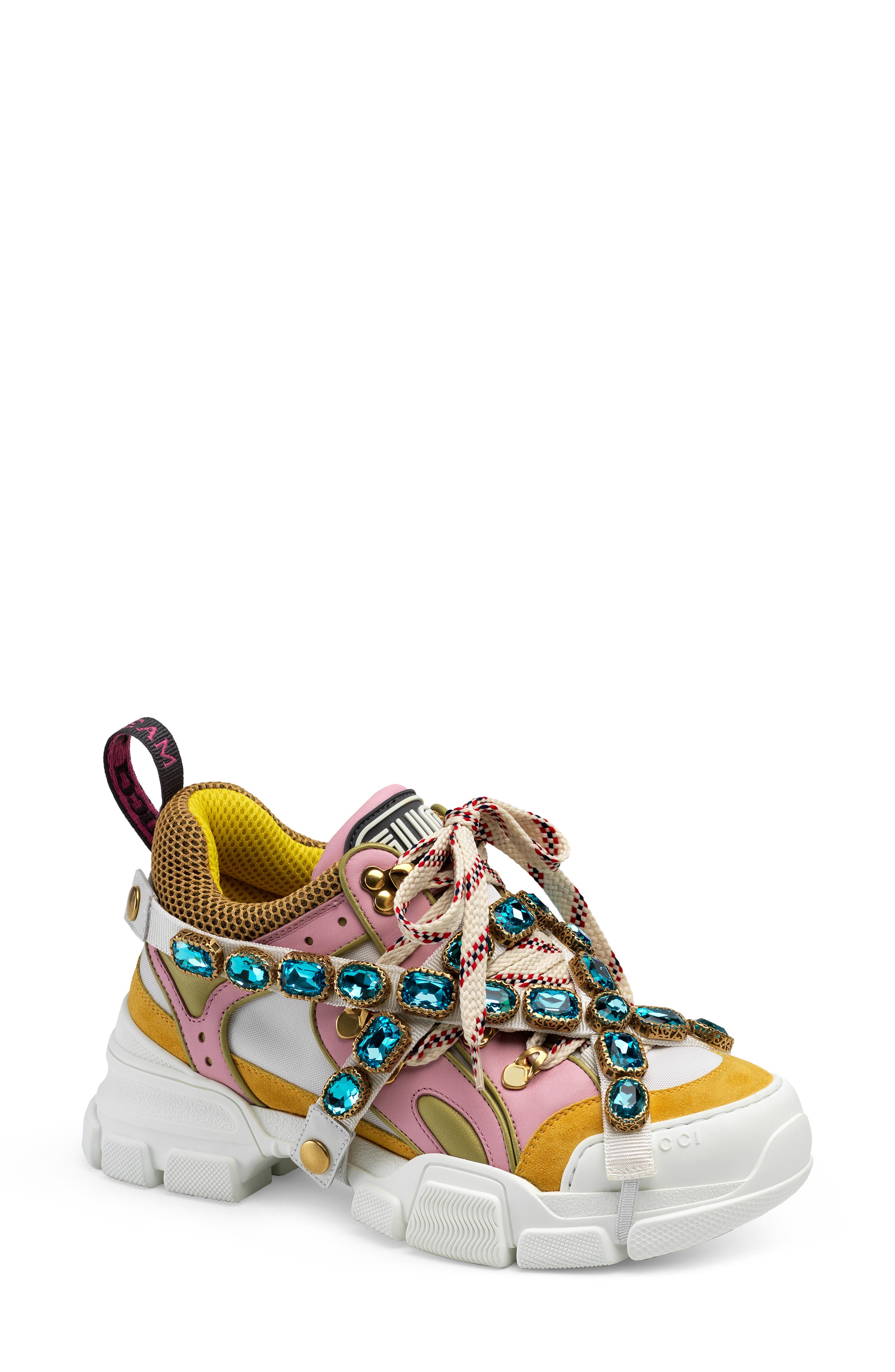 Flashtrek Jewel Embellished Sneaker, Main, color, PINK/ YELLOW/ BLUE