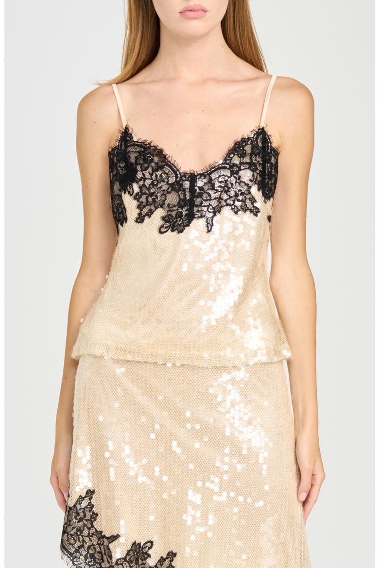 x Rose Lola Lucia Sequin Camisole, Main, color, CREAM