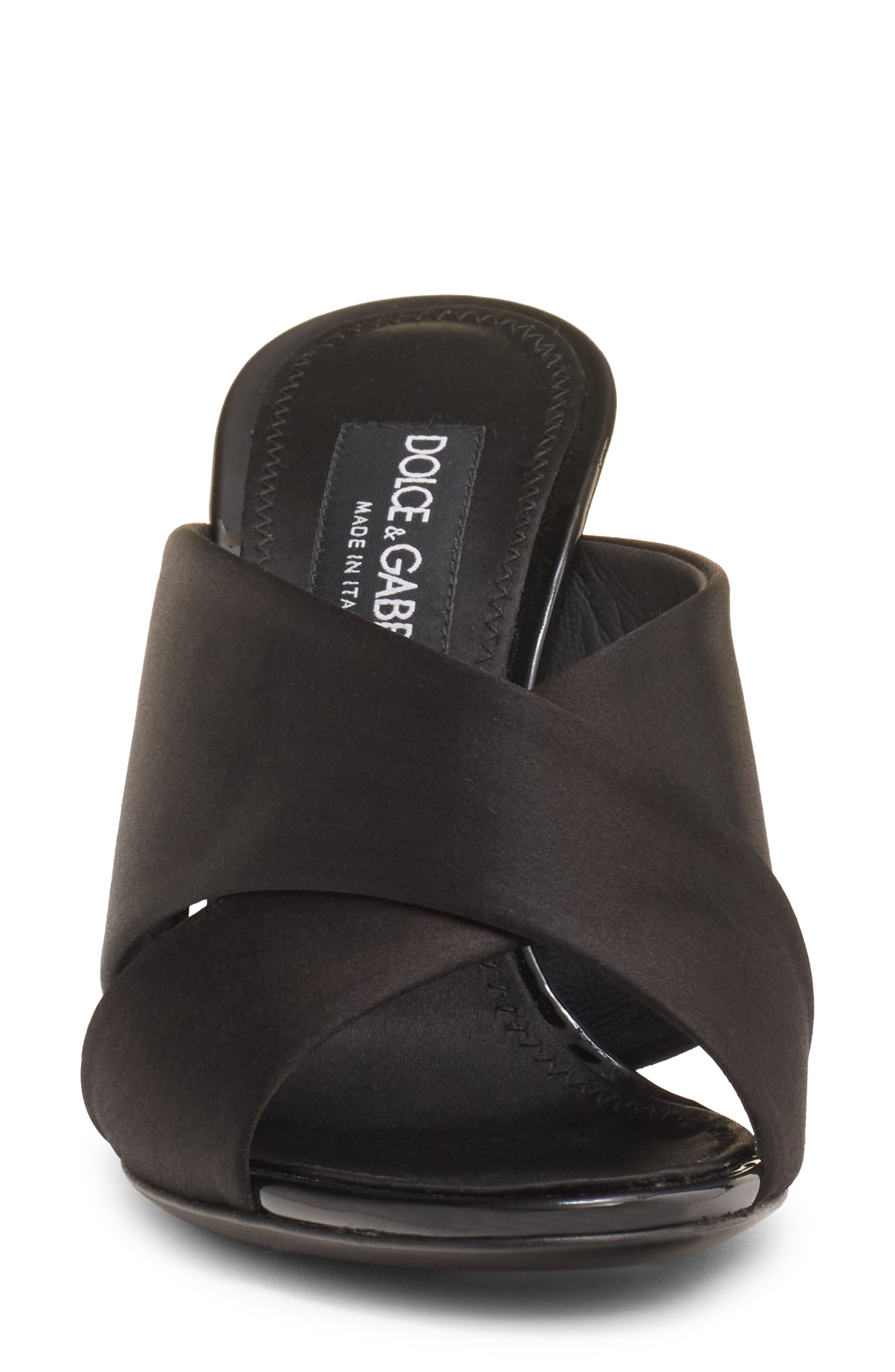 Dolce&Gabbana Keira Crossover Strap Slide Sandal, Alternate, color, Black