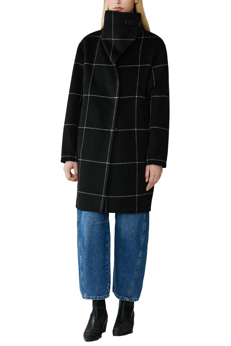 Jackie Wool Blend Longline Coat, Main, color, BLACK-POWDER
