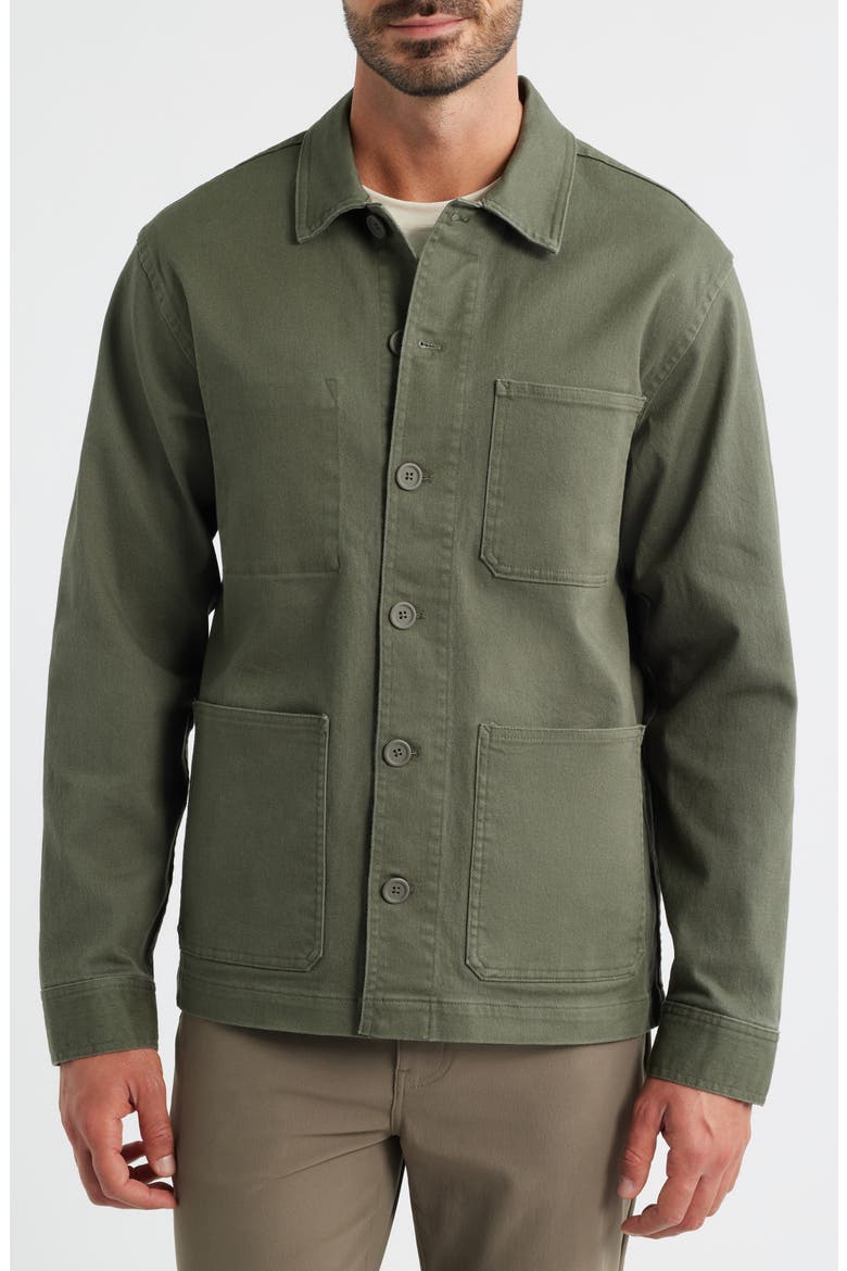 Folly Stretch Cotton Twill Chore Coat, Alternate, color, DARK FOREST