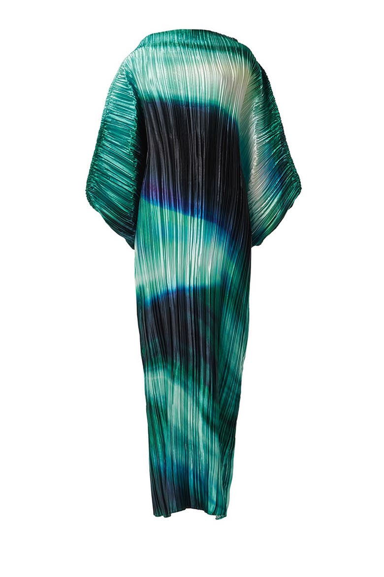 Printed Plisse Batwing Dress, Main, color, Green