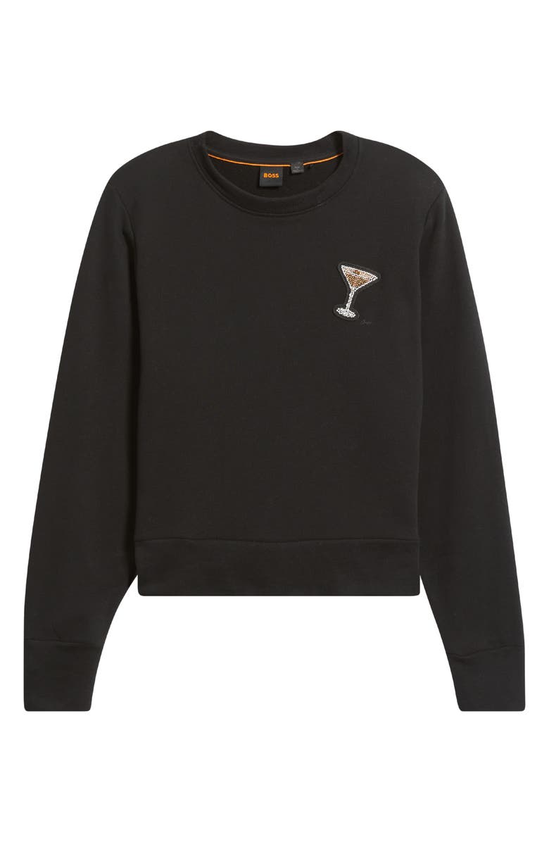 BOSS Orange Ellison Beaded Sweatshirt, Alternate, color, Black
