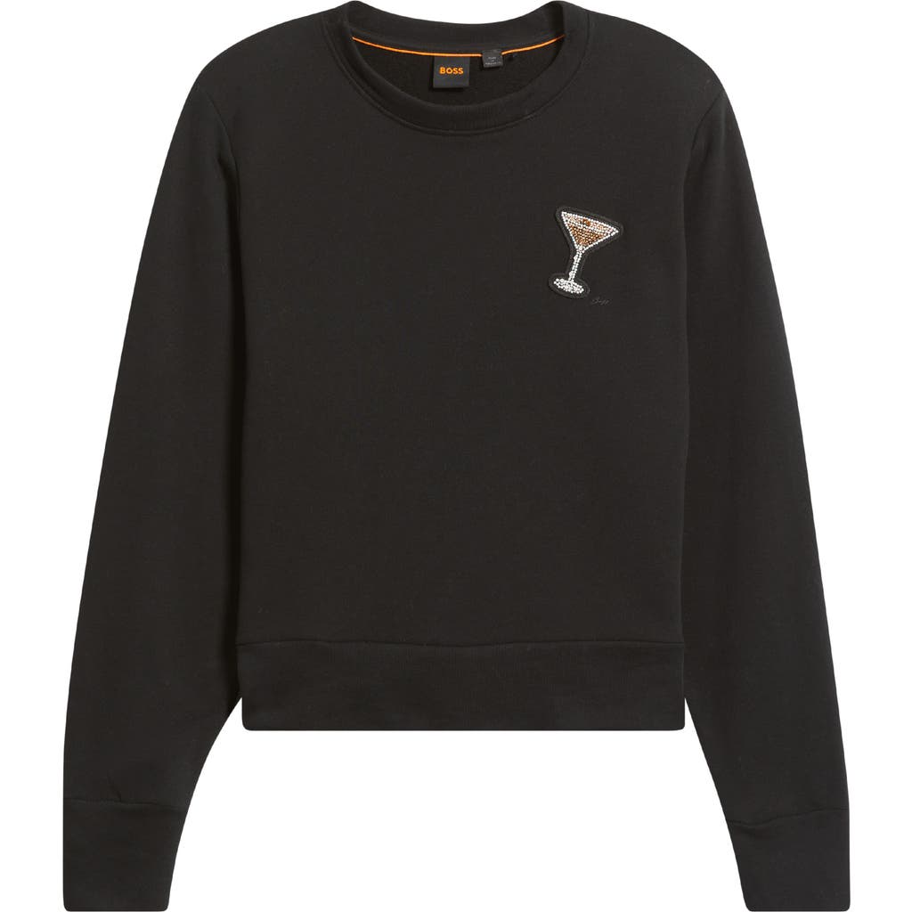 Hugo Boss Boss Orange Ellison Beaded Sweatshirt In Black