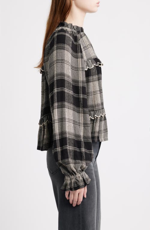 Treasure & Bond Long Sleeve Plaid Woven Shirt In Brown