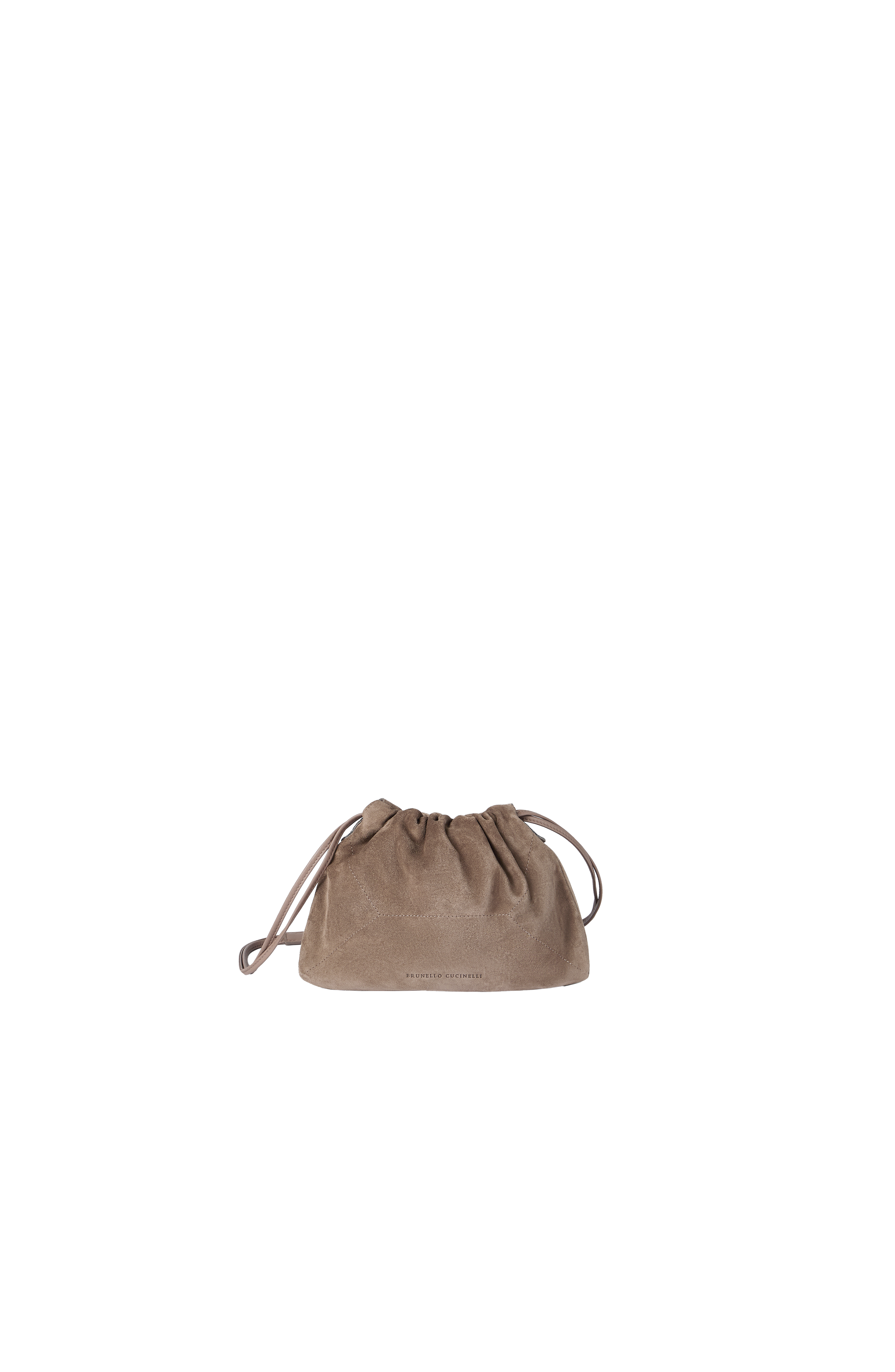 Pouch bag in suede with monili, Alternate, color, Brown