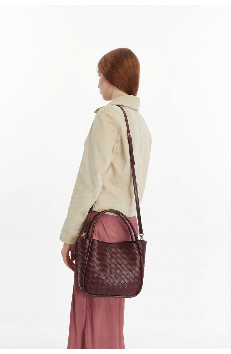 FURNIQ UK Portland Woven Leather Top Handle Bag, Alternate, color, Burgundy
