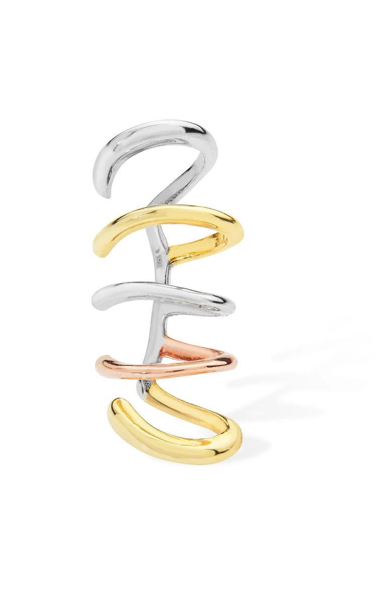 Waterfall High Ear Multi Colour Cuff, Main, color, Sterling Silver