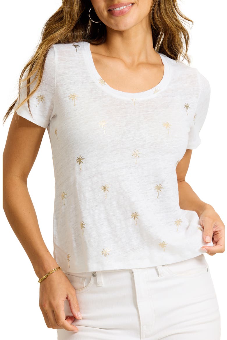 Linnea Coastal Fronds Linen Shirt, Main, color, WHITE