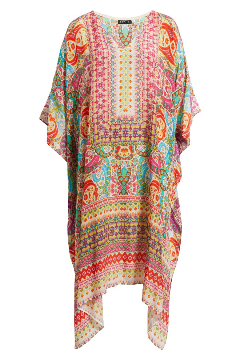 Print Midi Caftan, Alternate, color, ORANGE/ BLUE MULTI