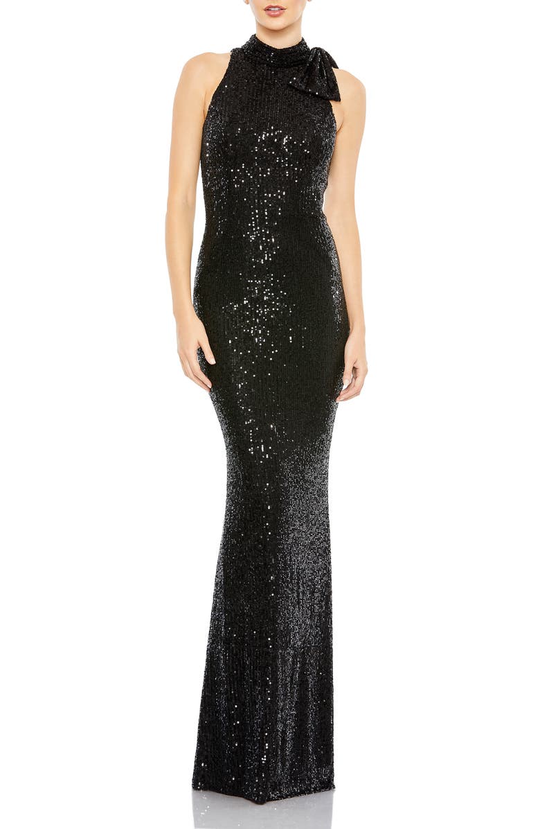 Mac Duggal Mock Neck Sequin Sheath Gown, Main, color, 