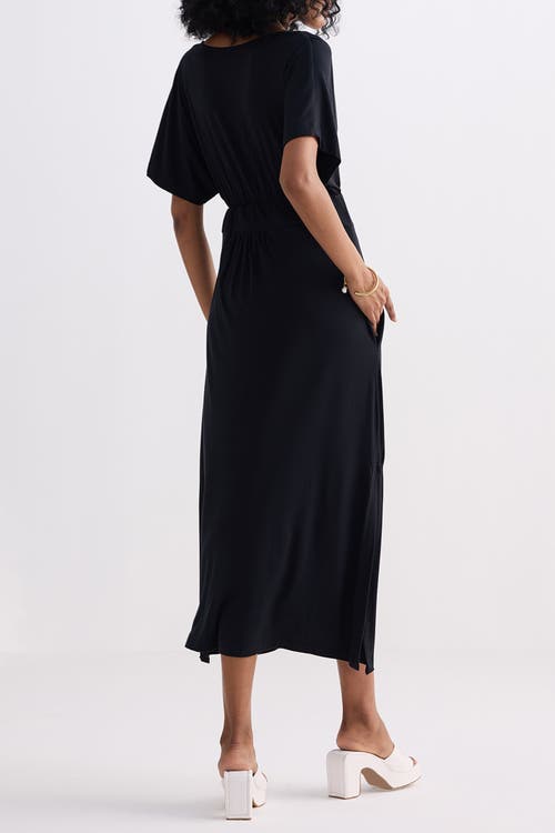 Reistor Flowy A-line Maxi Dress With Side Slits In Black