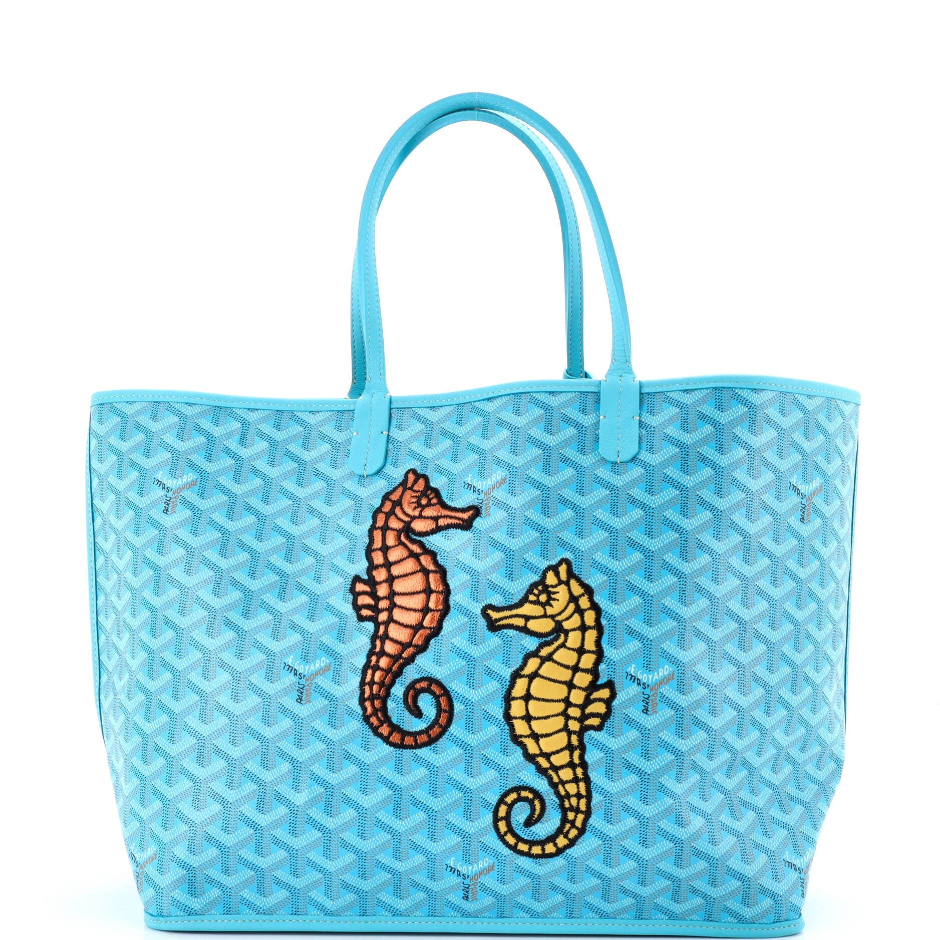 Pre-Owned Goyard Anjou Reversible Tote Printed Coated Canvas PM, Main, color, Blue