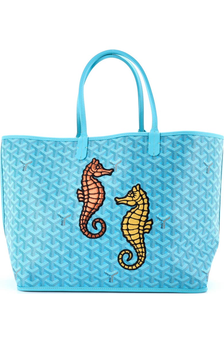 Pre-Owned Goyard Anjou Reversible Tote Printed Coated Canvas PM, Main, color, Blue