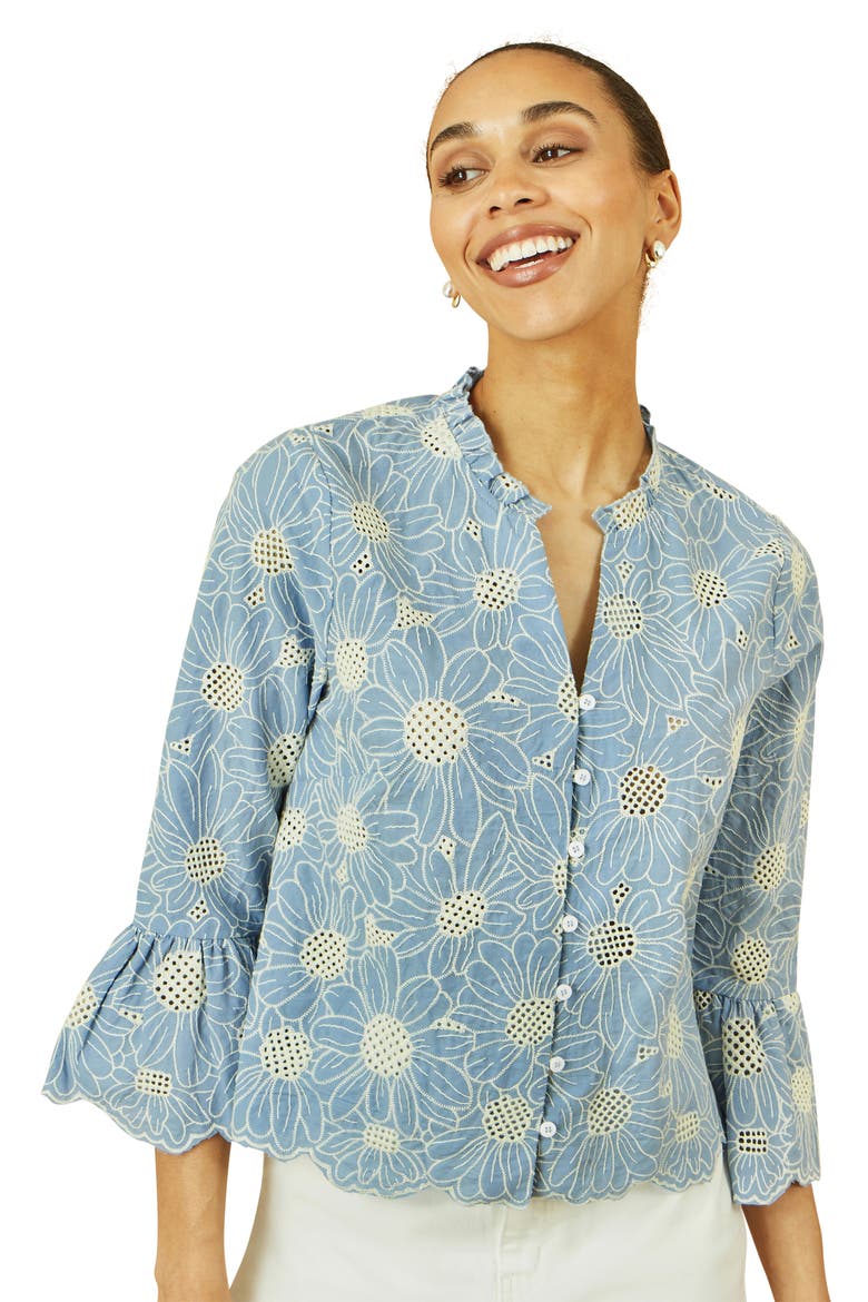 Daisy Broderie Shirt, Alternate, color, Blue