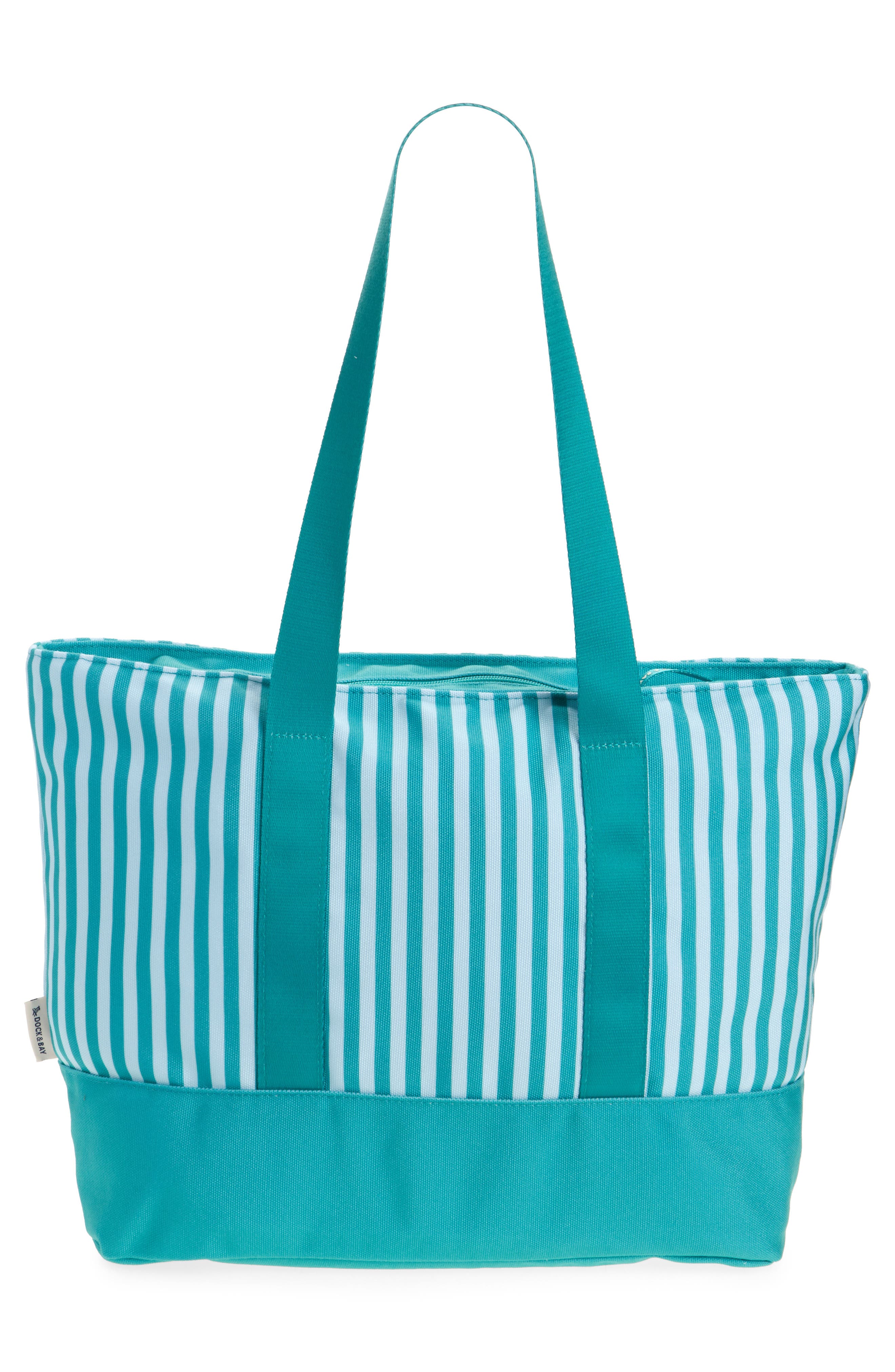 DOCK AND BAY Stripe Canvas Beach Bag, Alternate, color, Pastel Pier