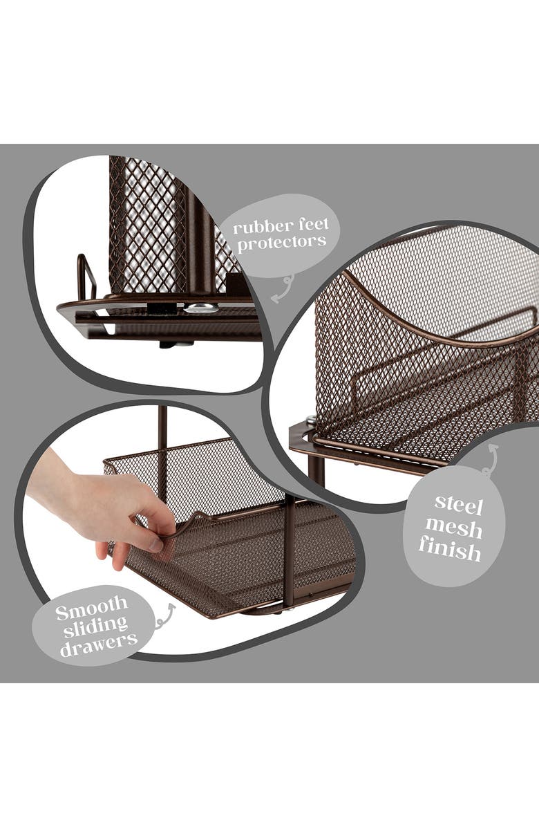SORBUS 2-Pack 2 Tier Mesh Sliding Drawer Organizer Baskets, Alternate, color, Brown