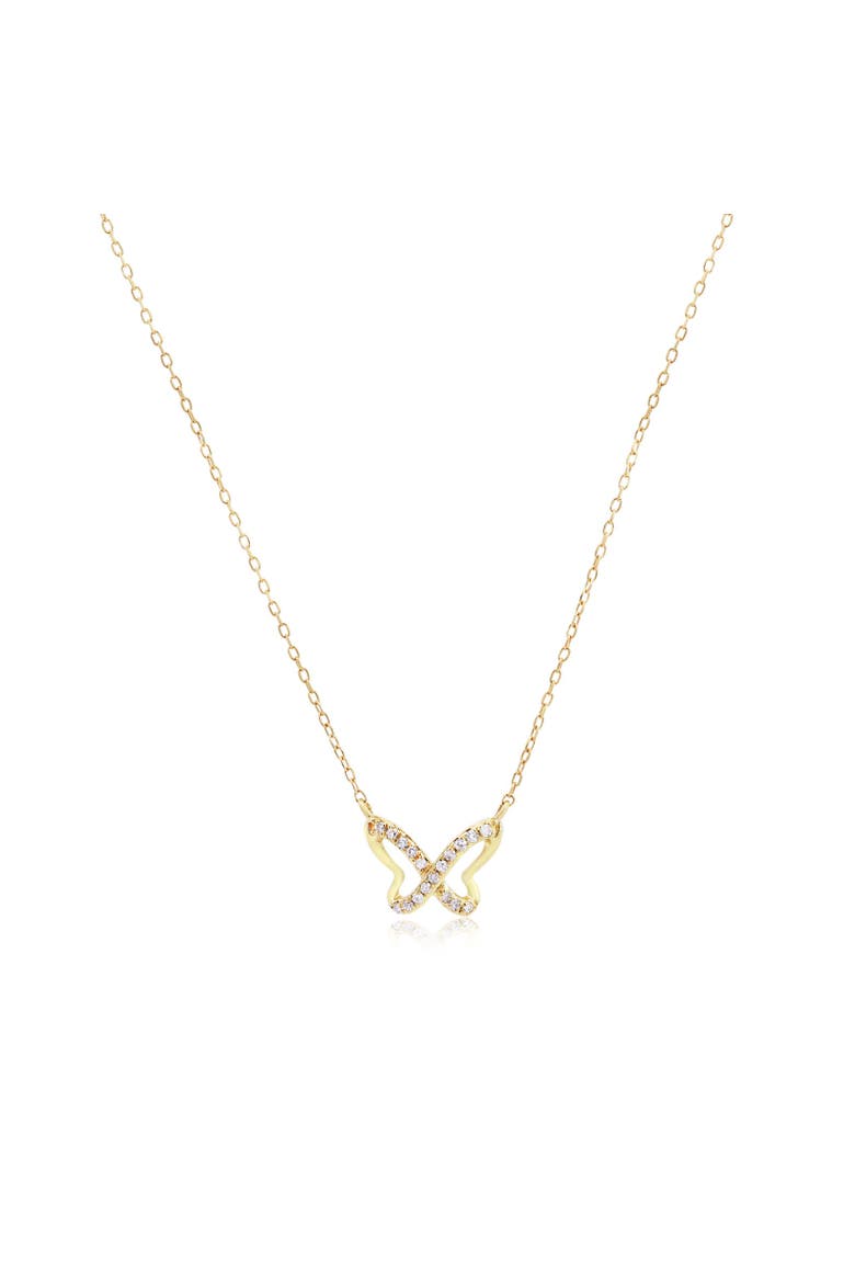 Mini Diamond Butterfly Cutout Necklace, Main, color, Yellow Gold