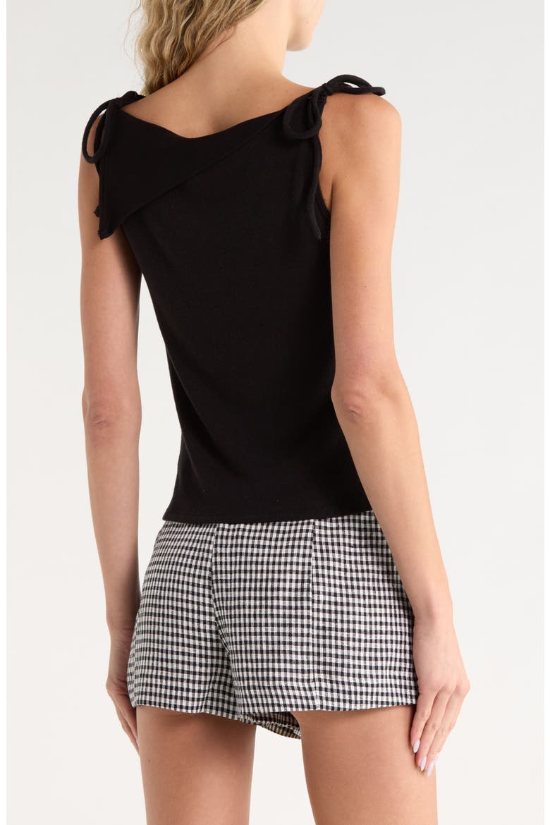 Emma Asymmetric Collar Knit Top, Alternate, color, BLACK