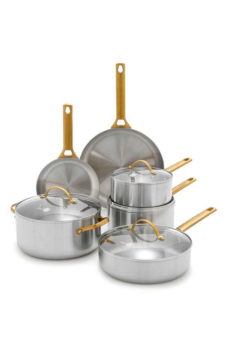 GreenPan Reserve 10-Piece Stainless Steel Cookware Set, Main, color, Stainless Steel