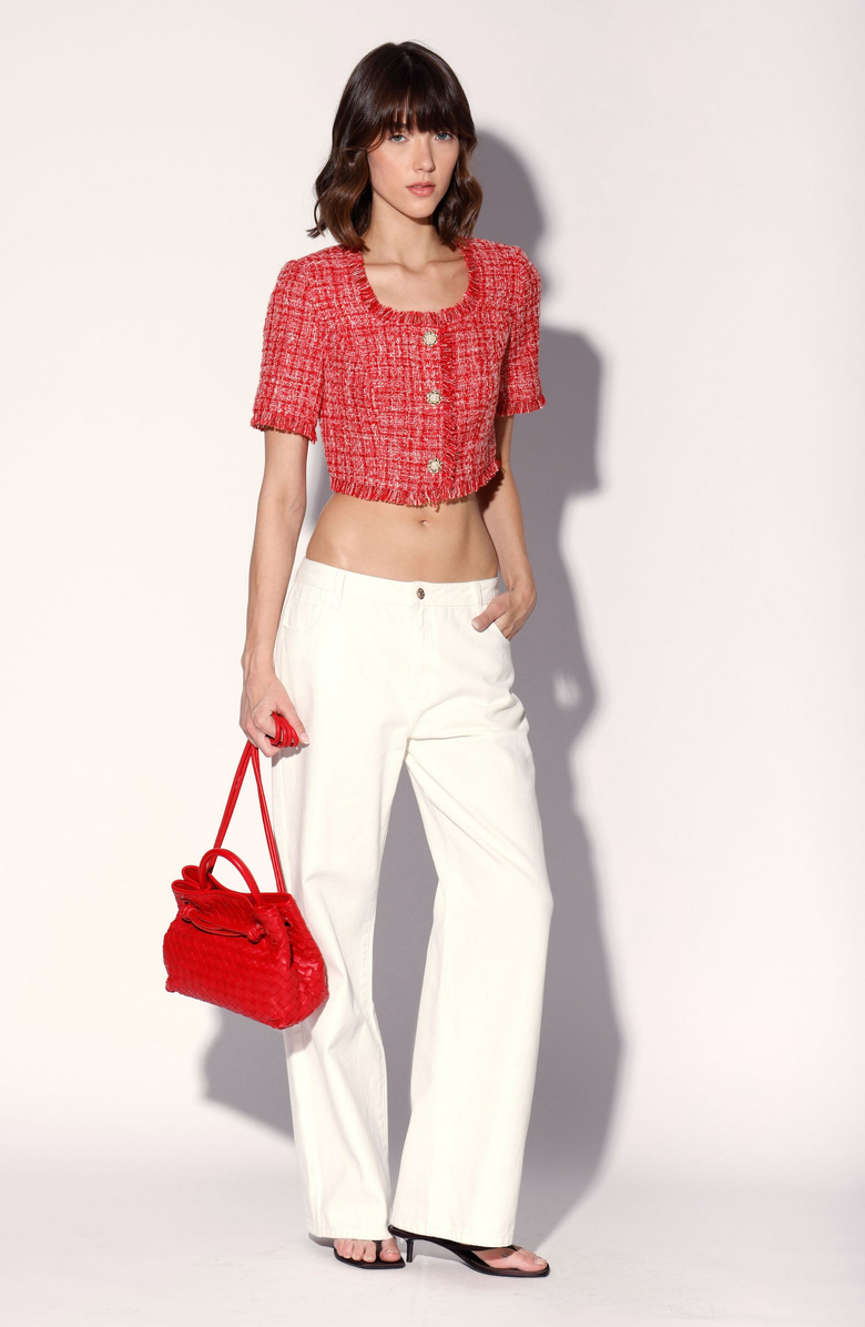Walter Baker Rita Tweed Top, Alternate, color, Cherry Tweed