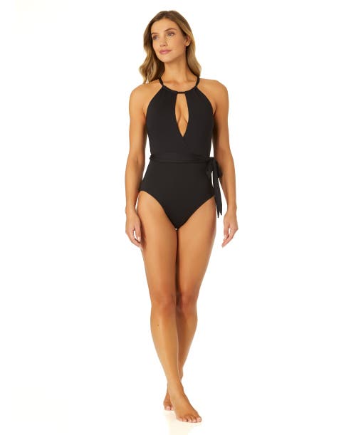 ANNE COLE LIVE IN COLOR HIGH NECK PLUNGE ONE PIECE SWIMSUIT