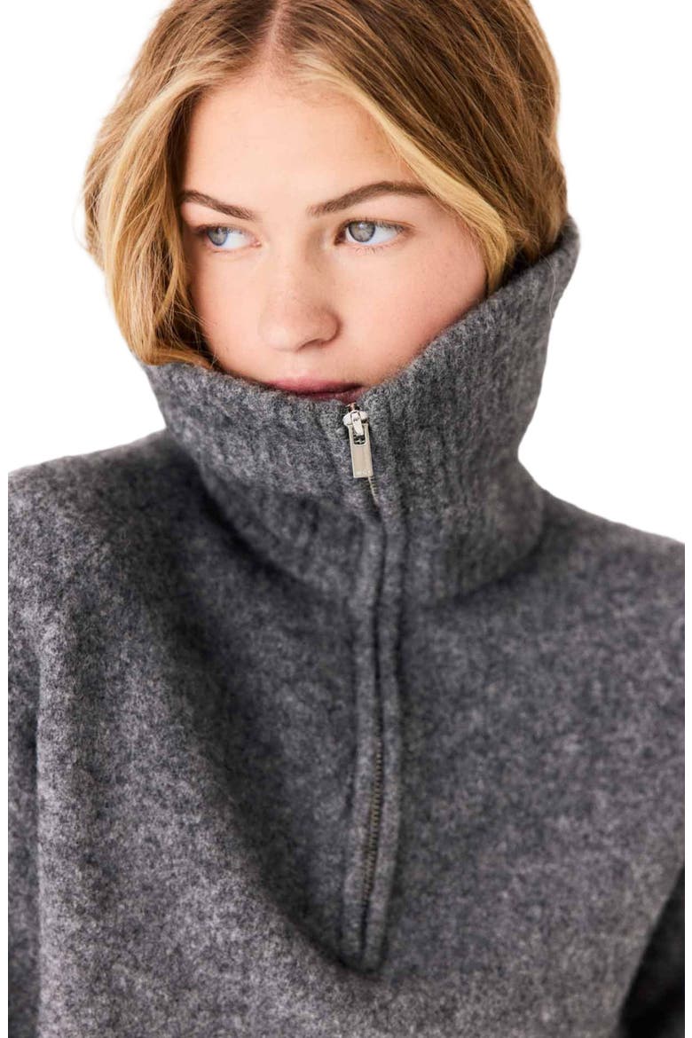 Zip-neck yak sweater, Alternate, color, Grey