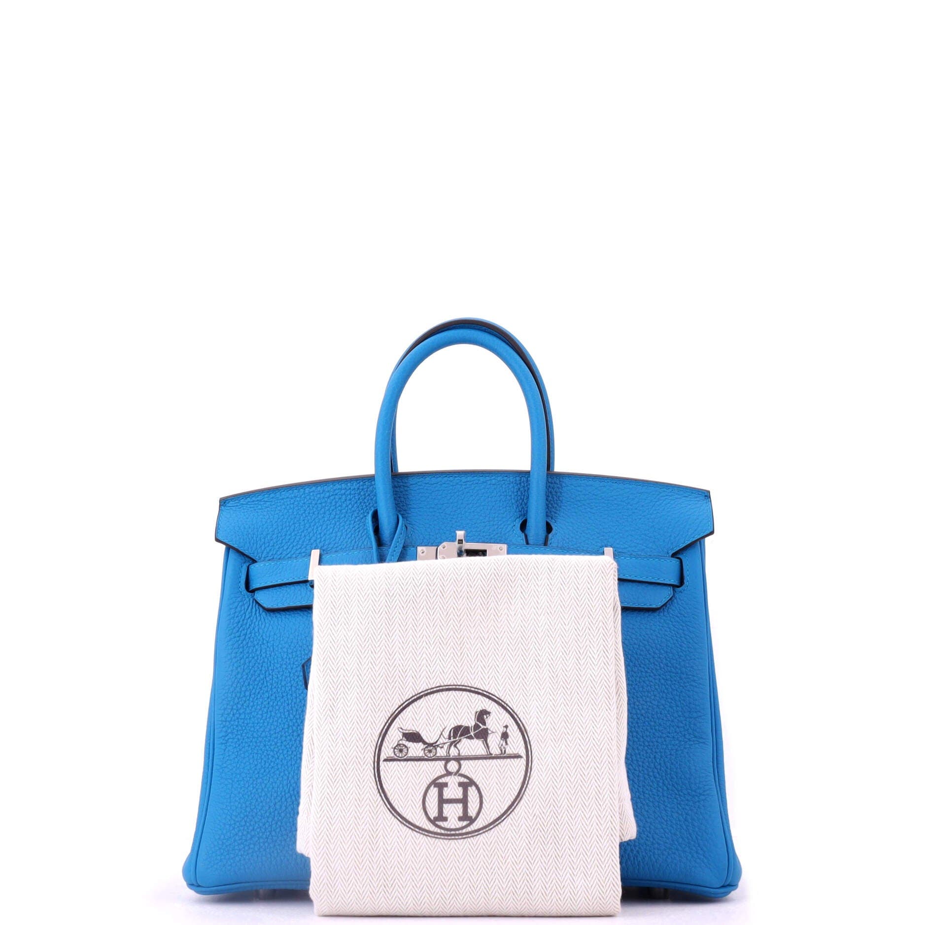Pre-Owned Hermes Birkin Handbag Blue Togo with Palladium Hardware 25, Alternate, color, Bleu Zanzibar