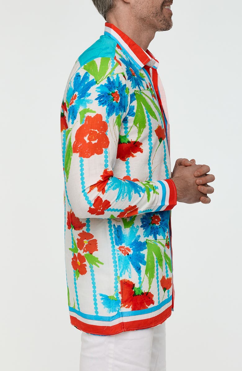 RANEES Floral Button-Up Resort Shirt, Alternate, color, 