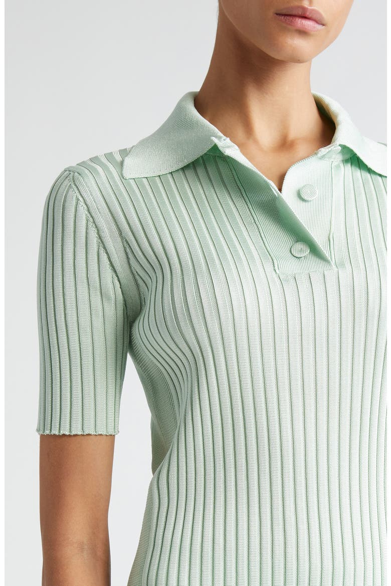 Short Sleeve Yak & Virgin Wool Rib Polo Sweater, Alternate, color, APPLE