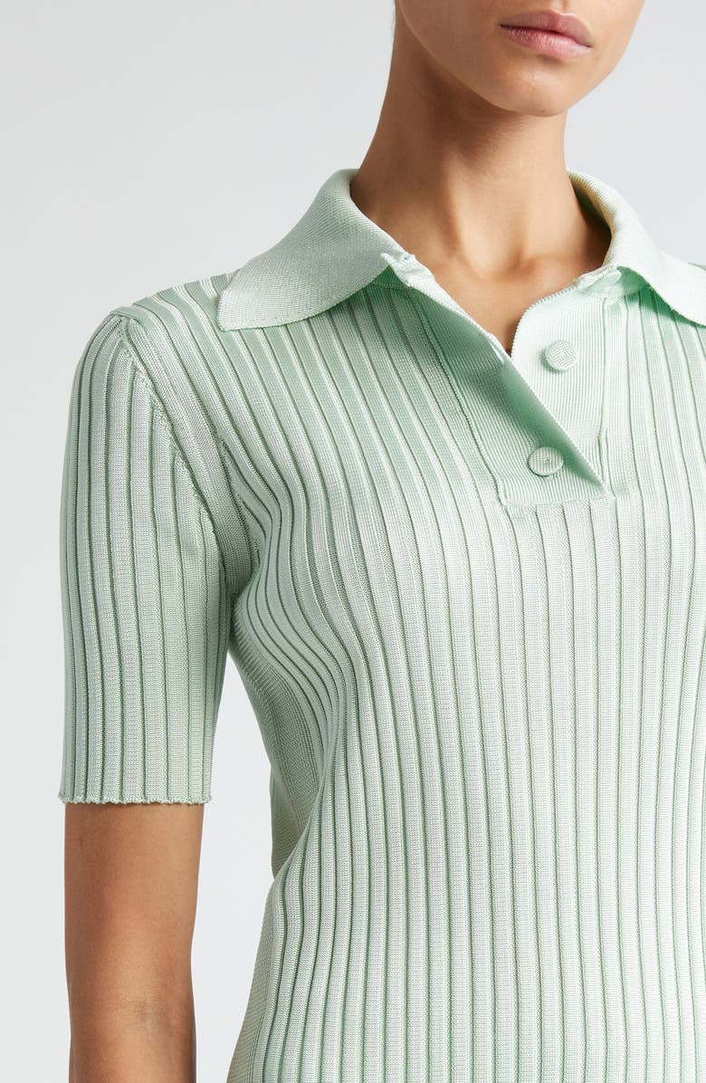 Jil Sander Short Sleeve Yak & Virgin Wool Rib Polo Sweater, Alternate, color, 