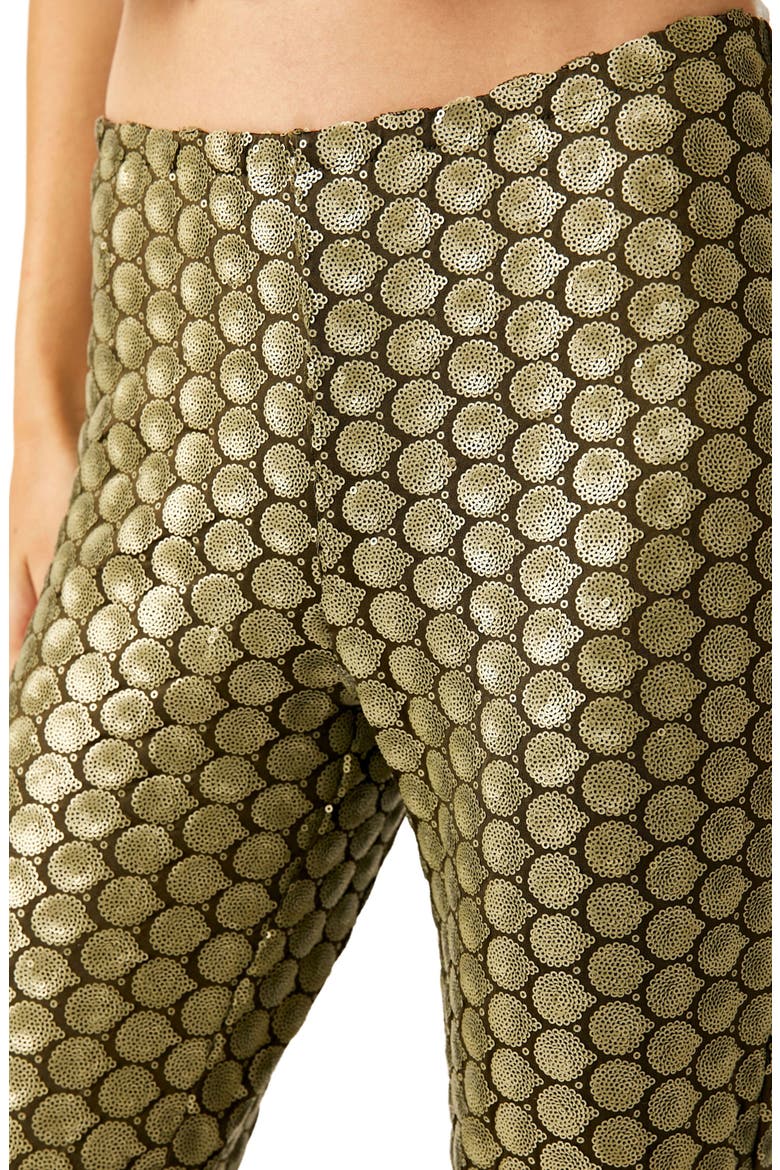 Wilder Days Sequin Flare Leg Pants, Alternate, color, ROCKER OLIVE