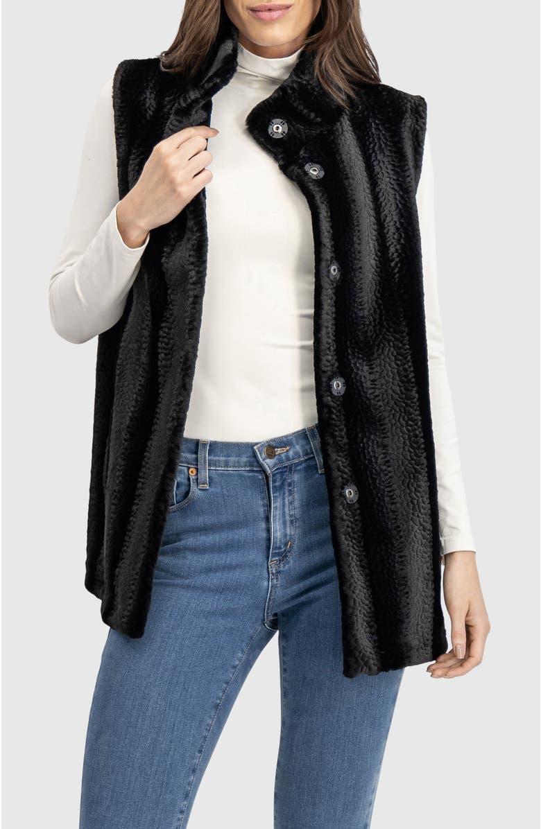 Lyla Grant Fur-Free Mink (Faux Fur) Reversible Vest, Alternate, color, Black/Black