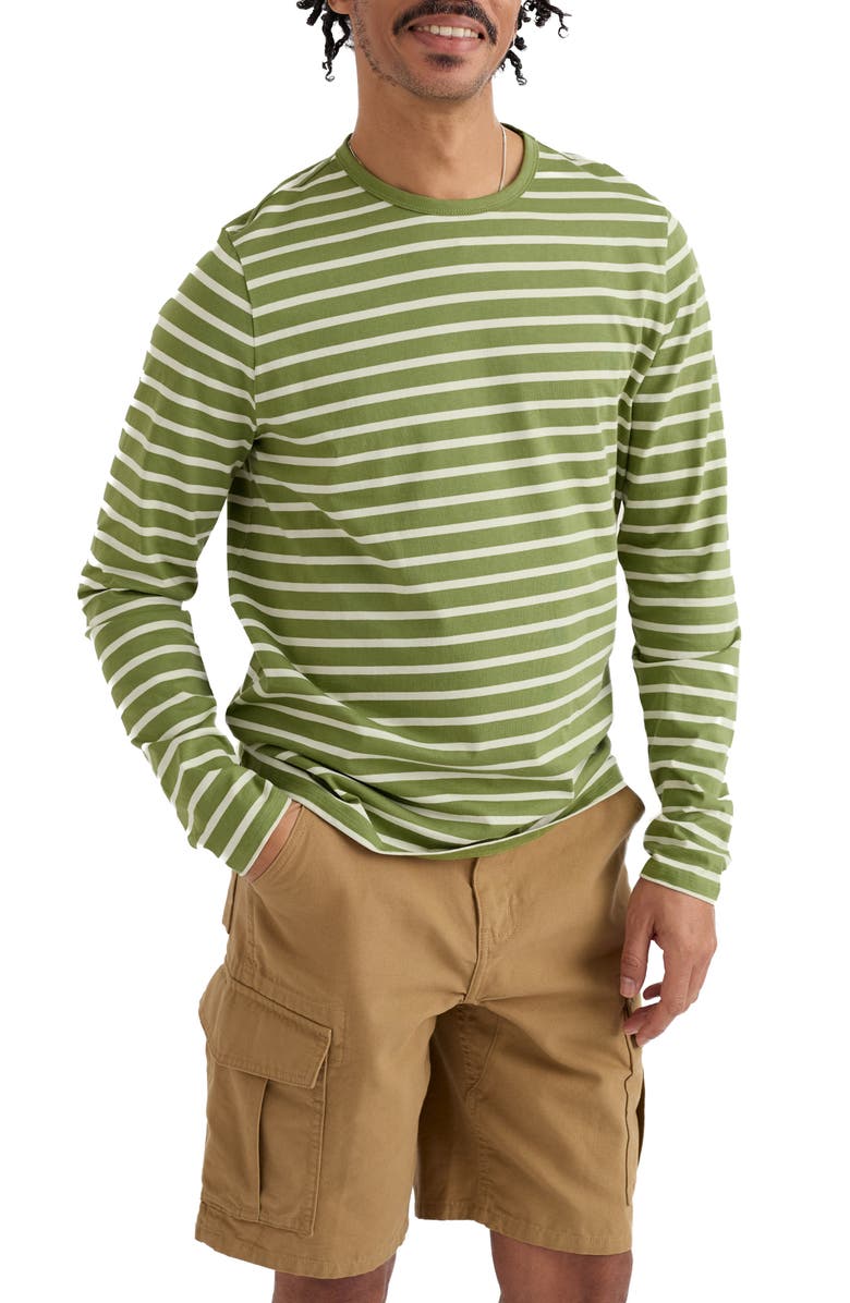 Seasalt Cornwall Sailor Stripe Long Sleeve Organic Cotton T-Shirt, Main, color, Breton Grasshopper