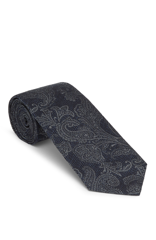 Brunello Cucinelli Necktie With Pattern In Anthracite