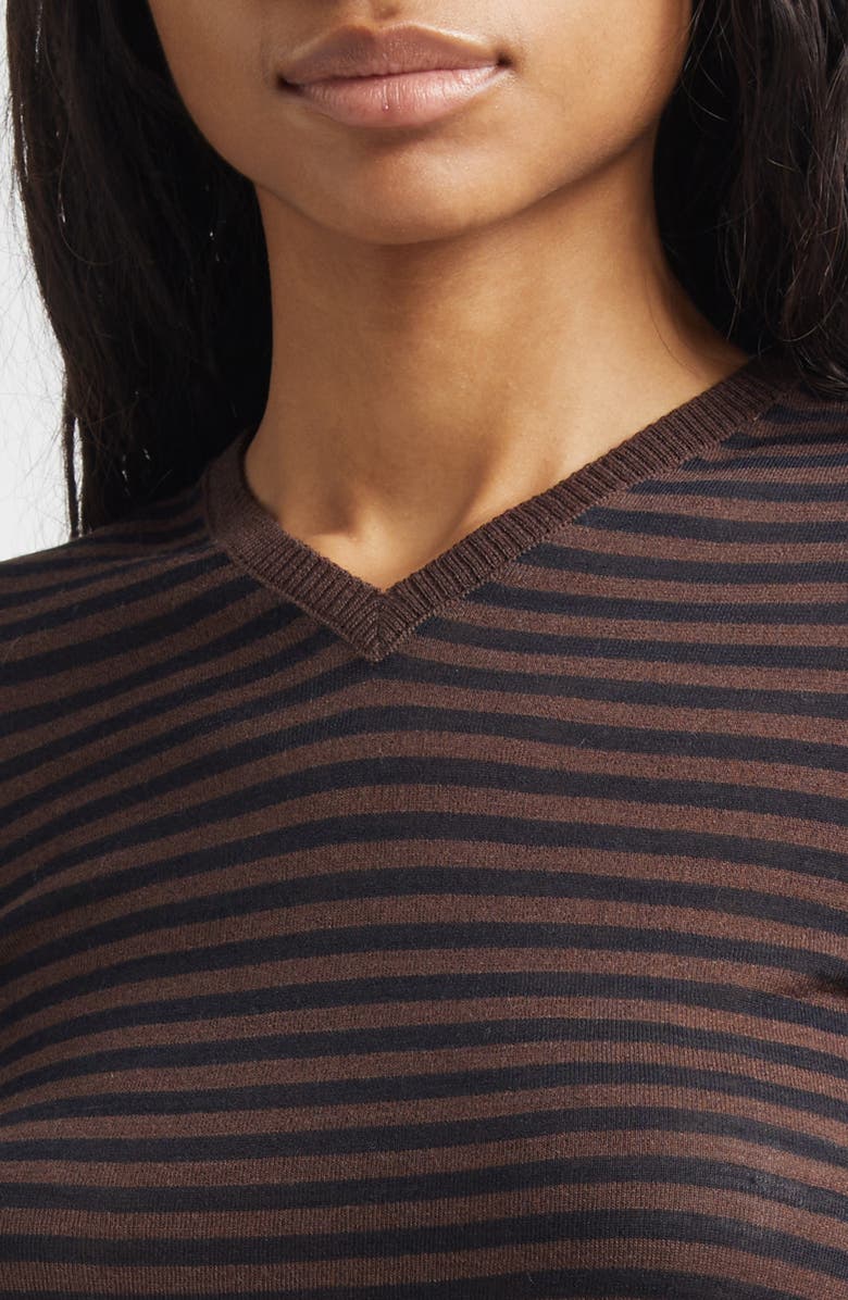 Paloma Wool Iglú Stripe Extrafine Merino Wool Blend Sweater, Alternate, color, Brown